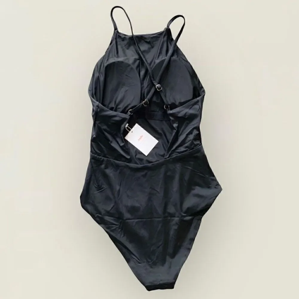Andie Swim The Asbury One Piece Glossy Eco Nylon Black Classic Size M NWT - Picture 5 of 8